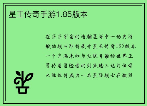 星王传奇手游1.85版本